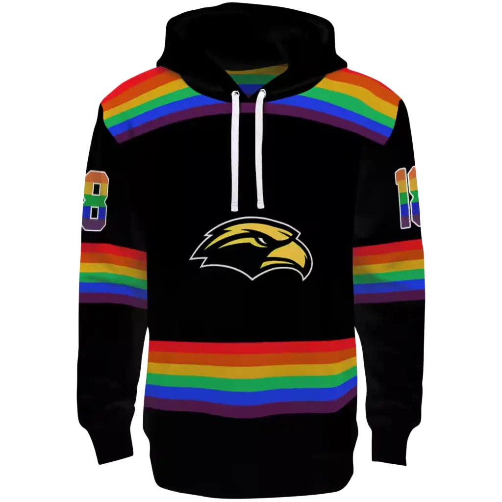 customized southern miss golden eagles rainbow stripes black hoodie best selling customized southern miss golden eagles rainbow stripes black hoodie best selling