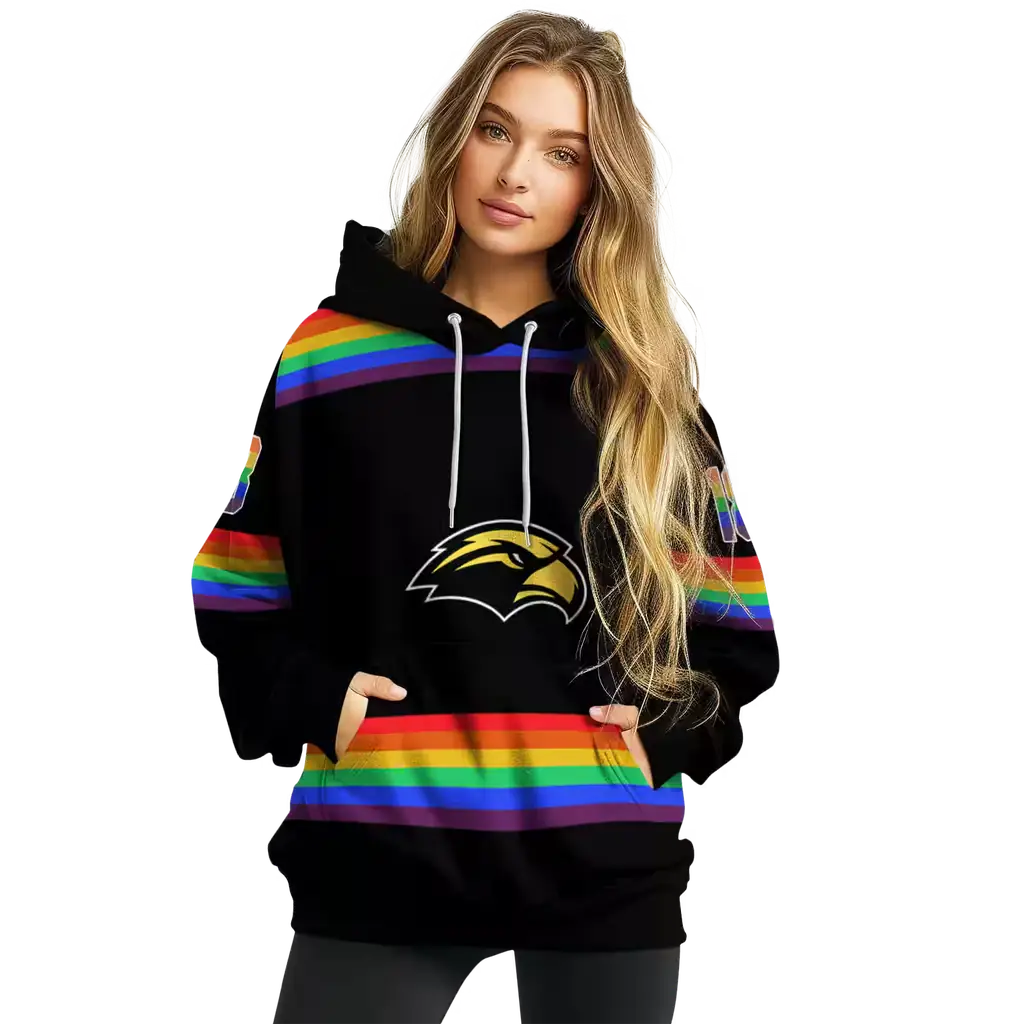 customized southern miss golden eagles rainbow stripes black hoodie high quality customized southern miss golden eagles rainbow stripes black hoodie high quality
