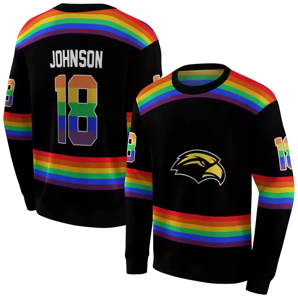 customized southern miss golden eagles rainbow stripes black hoodie premium grade customized southern miss golden eagles rainbow stripes black hoodie premium grade