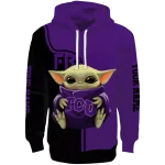 customized tcu horned frogs baby yoda purple black hoodie best selling