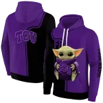 customized tcu horned frogs baby yoda purple black hoodie best selling