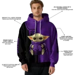 customized tcu horned frogs baby yoda purple black hoodie best selling