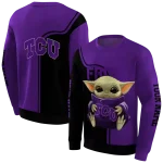 customized tcu horned frogs baby yoda purple black hoodie best selling
