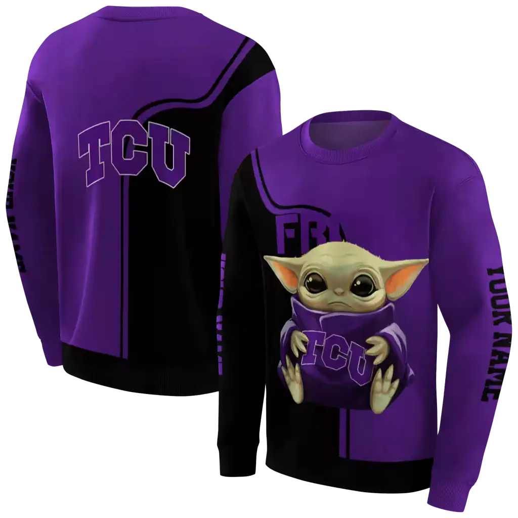 customized tcu horned frogs baby yoda purple black hoodie premium grade customized tcu horned frogs baby yoda purple black hoodie premium grade