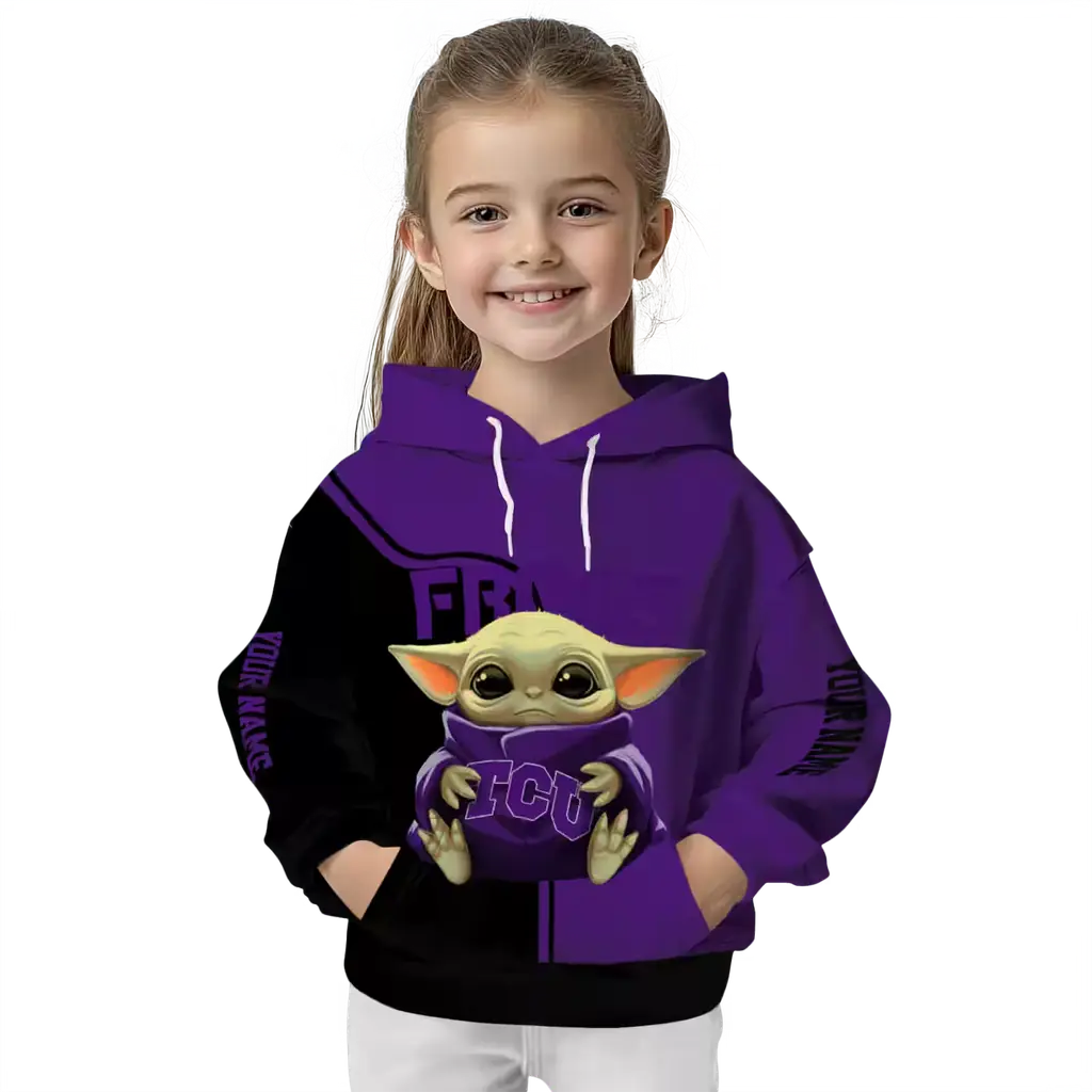 customized tcu horned frogs baby yoda purple black hoodie top rated customized tcu horned frogs baby yoda purple black hoodie top rated