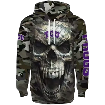 customized tcu horned frogs camo skull hoodie best selling