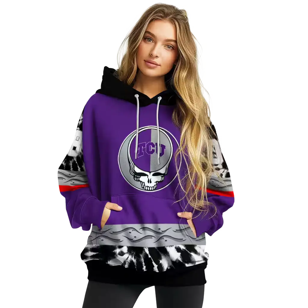 customized tcu horned frogs grateful vibes purple hoodie high quality customized tcu horned frogs grateful vibes purple hoodie high quality