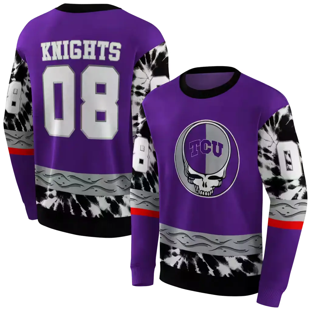 customized tcu horned frogs grateful vibes purple hoodie premium grade customized tcu horned frogs grateful vibes purple hoodie premium grade