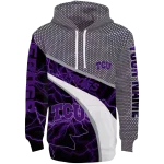 customized tcu horned frogs hexagonal mesh purple black gray hoodie best selling