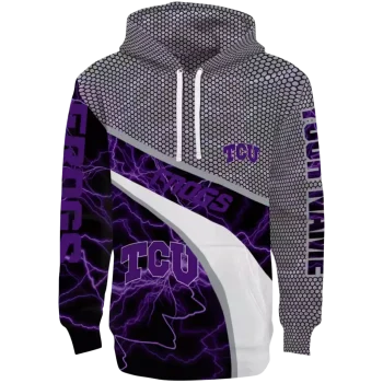 customized tcu horned frogs hexagonal mesh purple black gray hoodie best selling