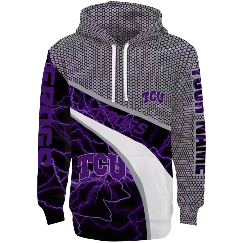 customized tcu horned frogs hexagonal mesh purple black gray hoodie best selling customized tcu horned frogs hexagonal mesh purple black gray hoodie best selling