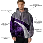 customized tcu horned frogs hexagonal mesh purple black gray hoodie best selling