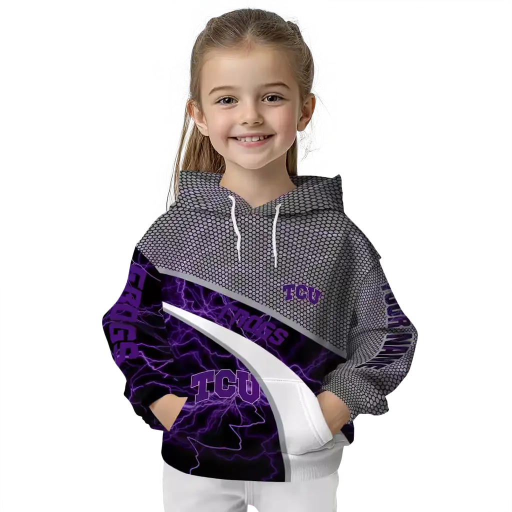 customized tcu horned frogs hexagonal mesh purple black gray hoodie top rated customized tcu horned frogs hexagonal mesh purple black gray hoodie top rated