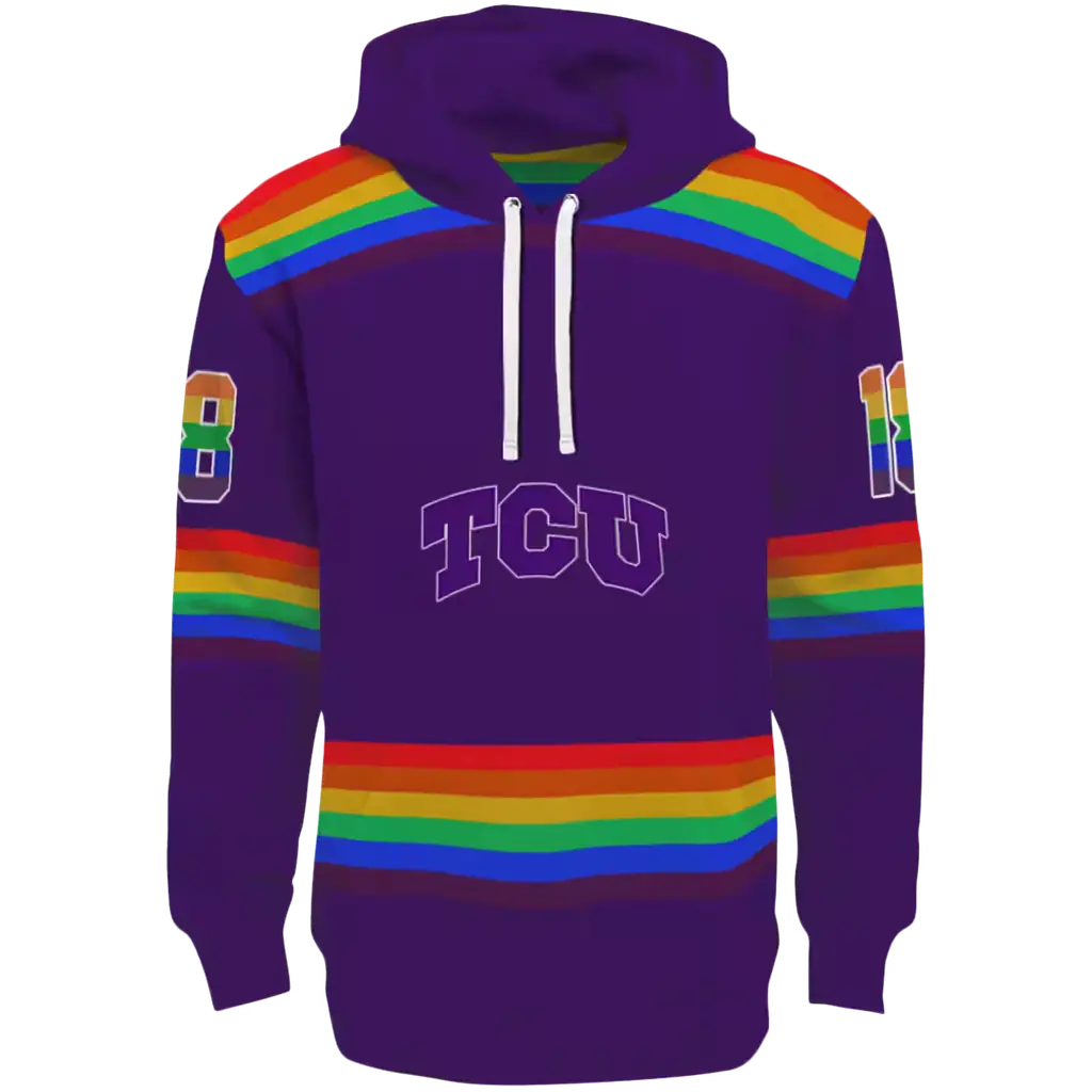 customized tcu horned frogs rainbow stripes purple hoodie best selling customized tcu horned frogs rainbow stripes purple hoodie best selling