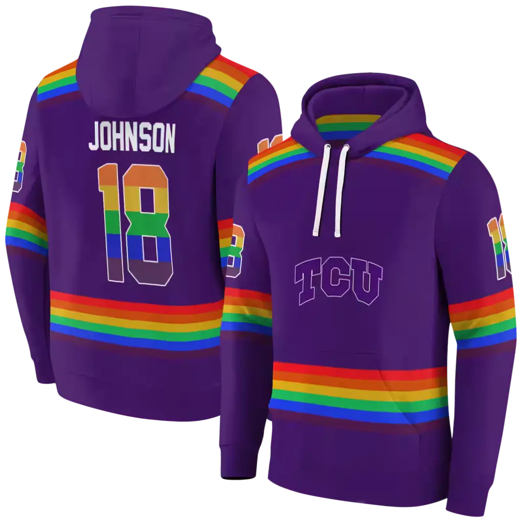 customized tcu horned frogs rainbow stripes purple hoodie fashion forward customized tcu horned frogs rainbow stripes purple hoodie fashion forward