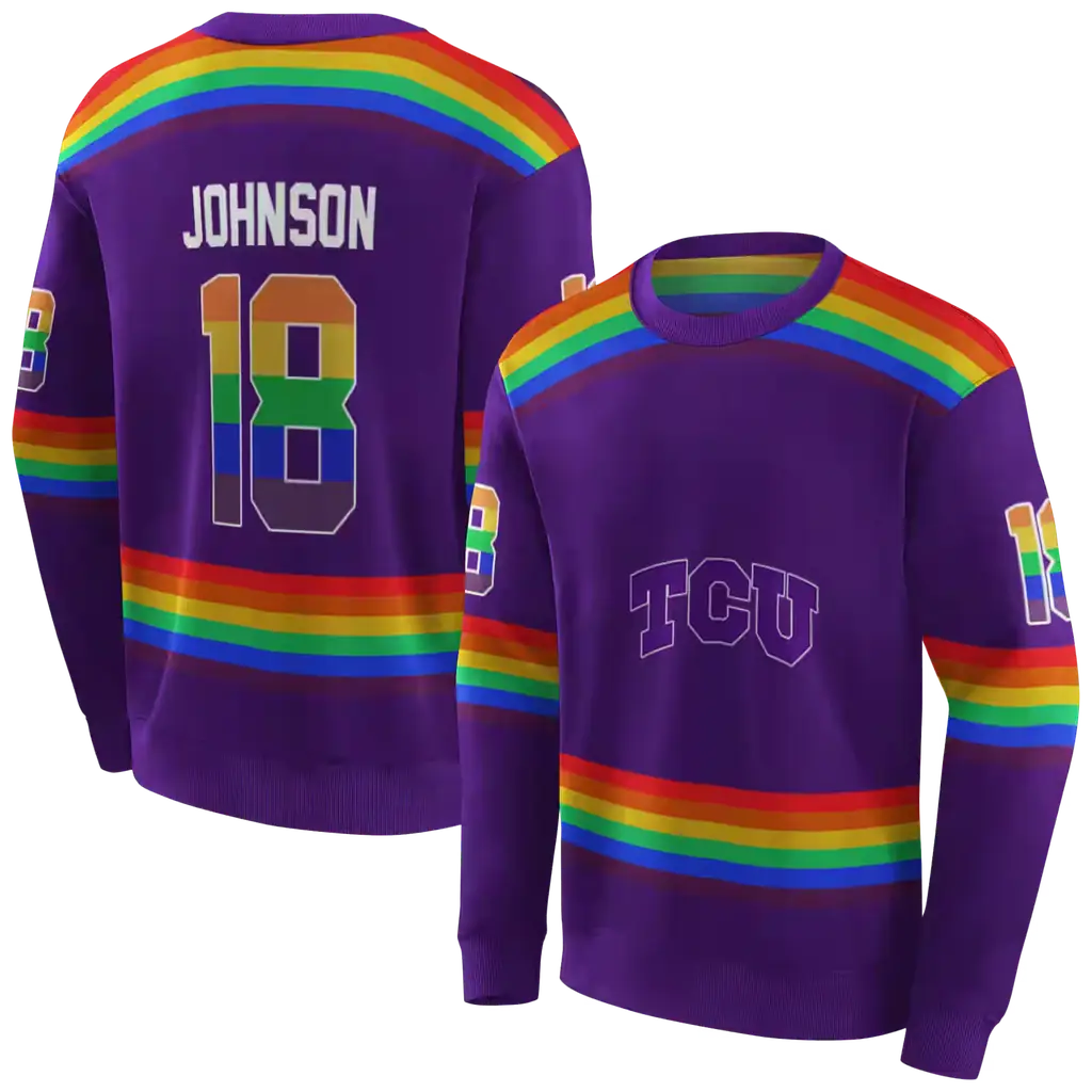 customized tcu horned frogs rainbow stripes purple hoodie premium grade customized tcu horned frogs rainbow stripes purple hoodie premium grade