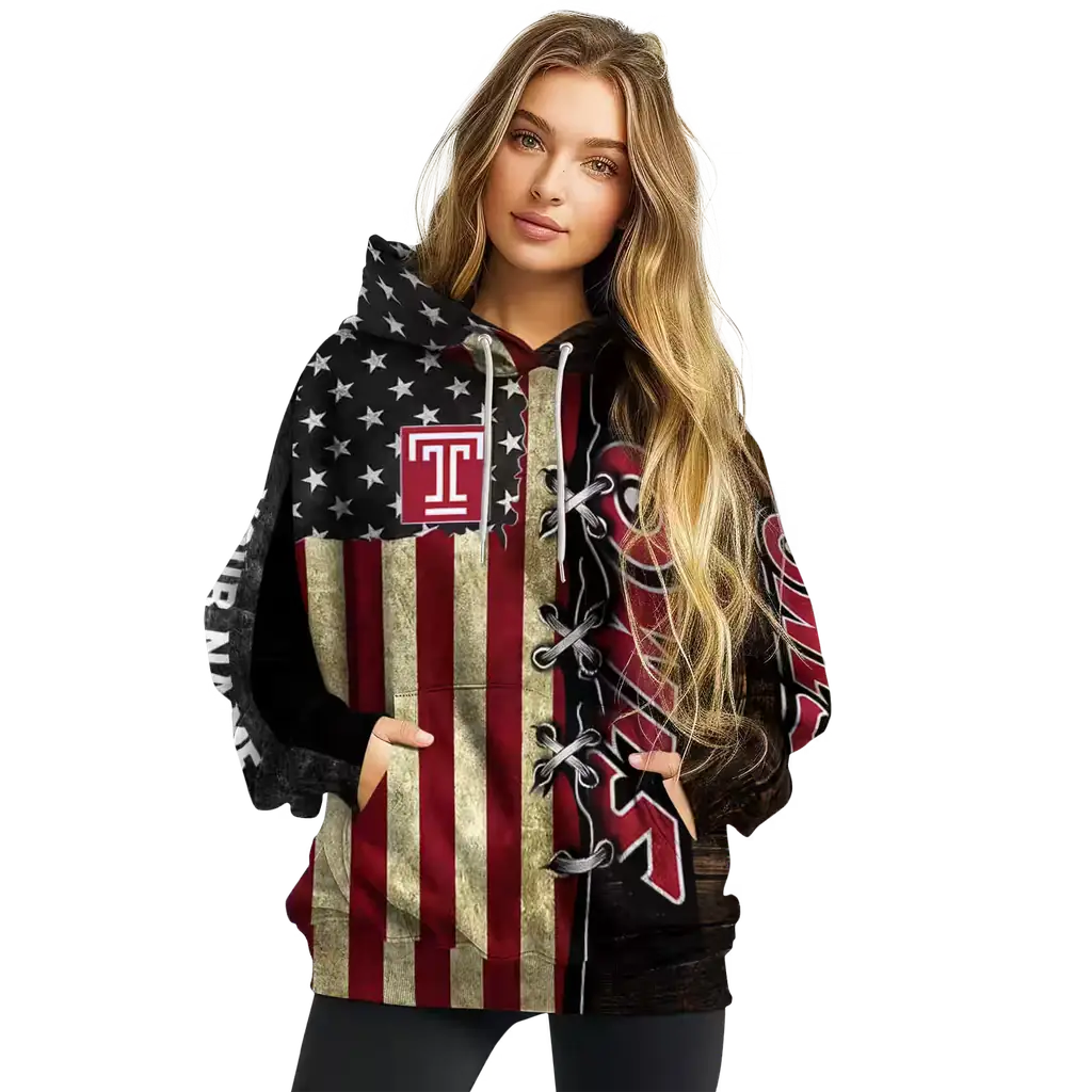 customized temple owls american pride hoodie high quality customized temple owls american pride hoodie high quality