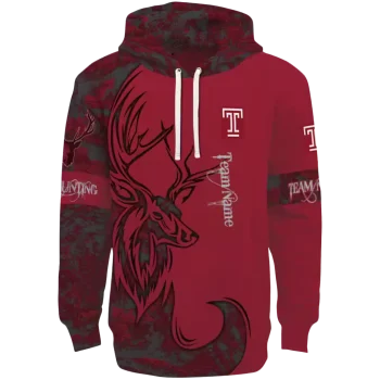customized temple owls deer silhouette red hoodie best selling