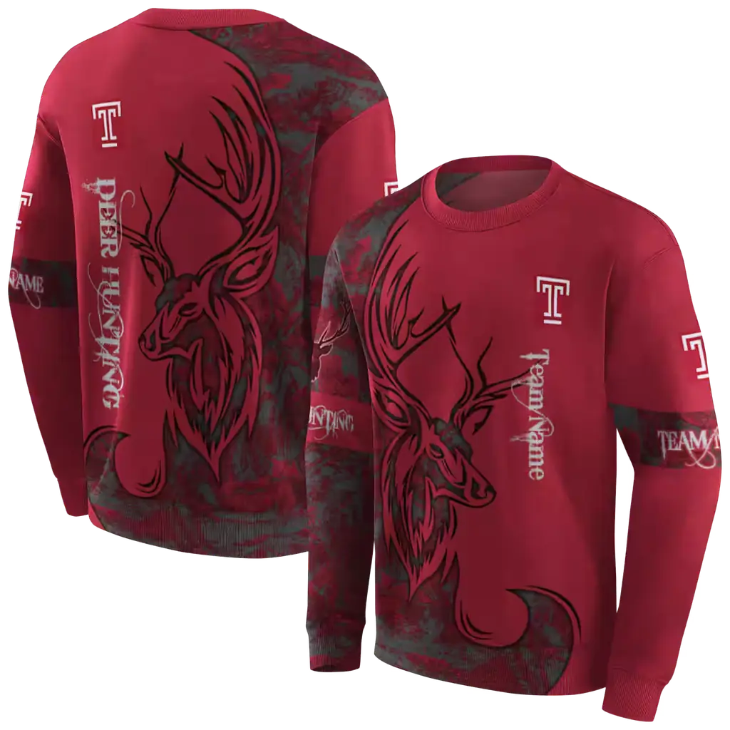customized temple owls deer silhouette red hoodie premium grade customized temple owls deer silhouette red hoodie premium grade