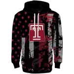 customized temple owls distressed flag red black hoodie best selling