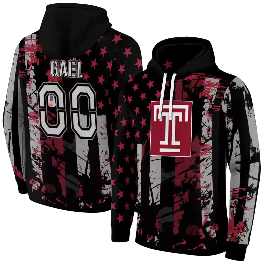 customized temple owls distressed flag red black hoodie fashion forward customized temple owls distressed flag red black hoodie fashion forward