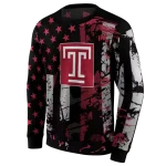 customized temple owls distressed flag red black hoodie best selling