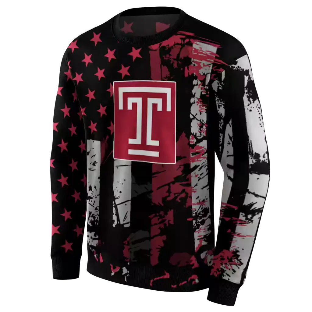 customized temple owls distressed flag red black hoodie new arrival customized temple owls distressed flag red black hoodie new arrival