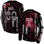 customized temple owls distressed flag red black hoodie best selling