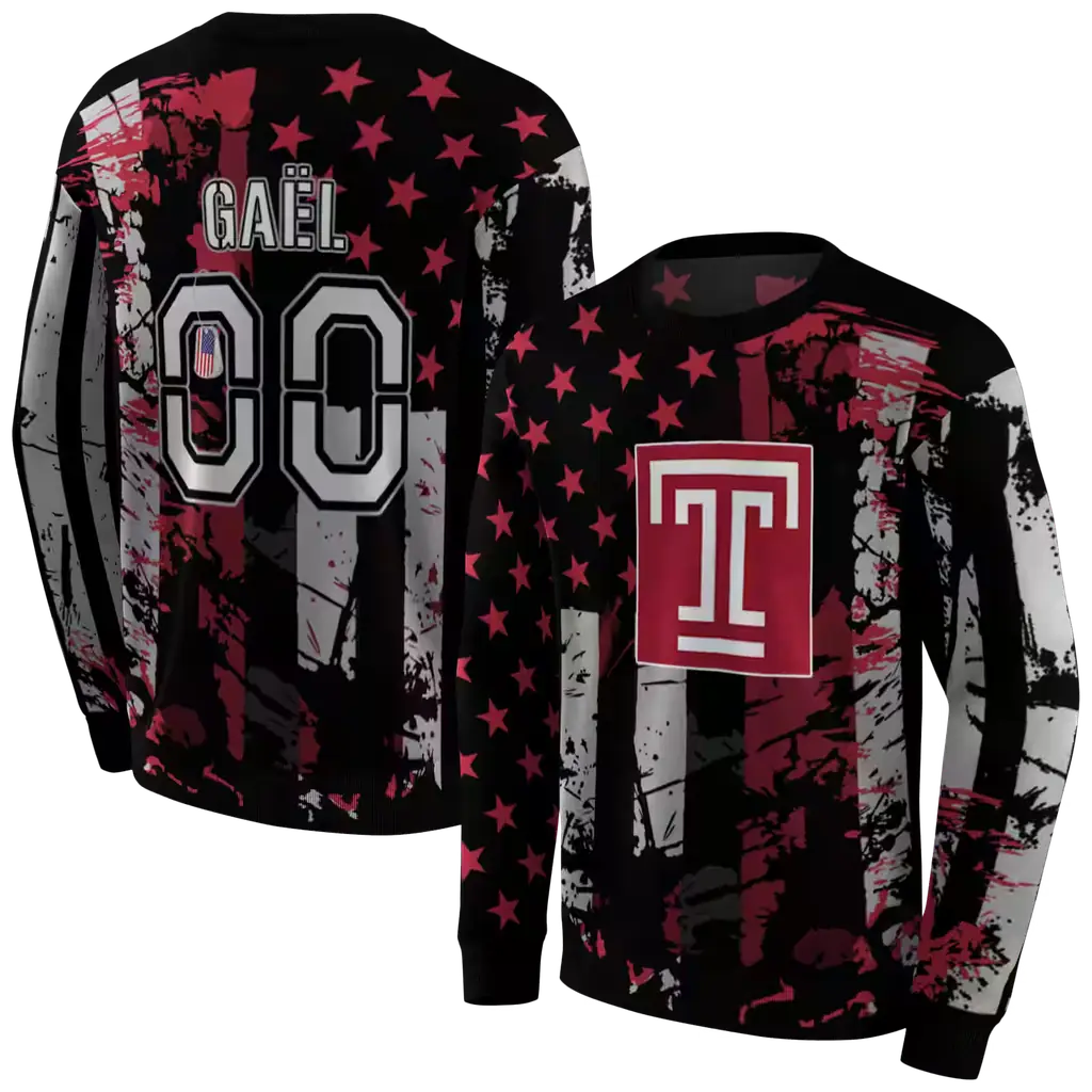customized temple owls distressed flag red black hoodie premium grade customized temple owls distressed flag red black hoodie premium grade