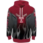 customized temple owls flame design red hoodie best selling