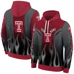 customized temple owls flame design red hoodie best selling