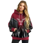 customized temple owls flame design red hoodie best selling