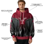 customized temple owls flame design red hoodie best selling
