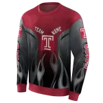 customized temple owls flame design red hoodie best selling