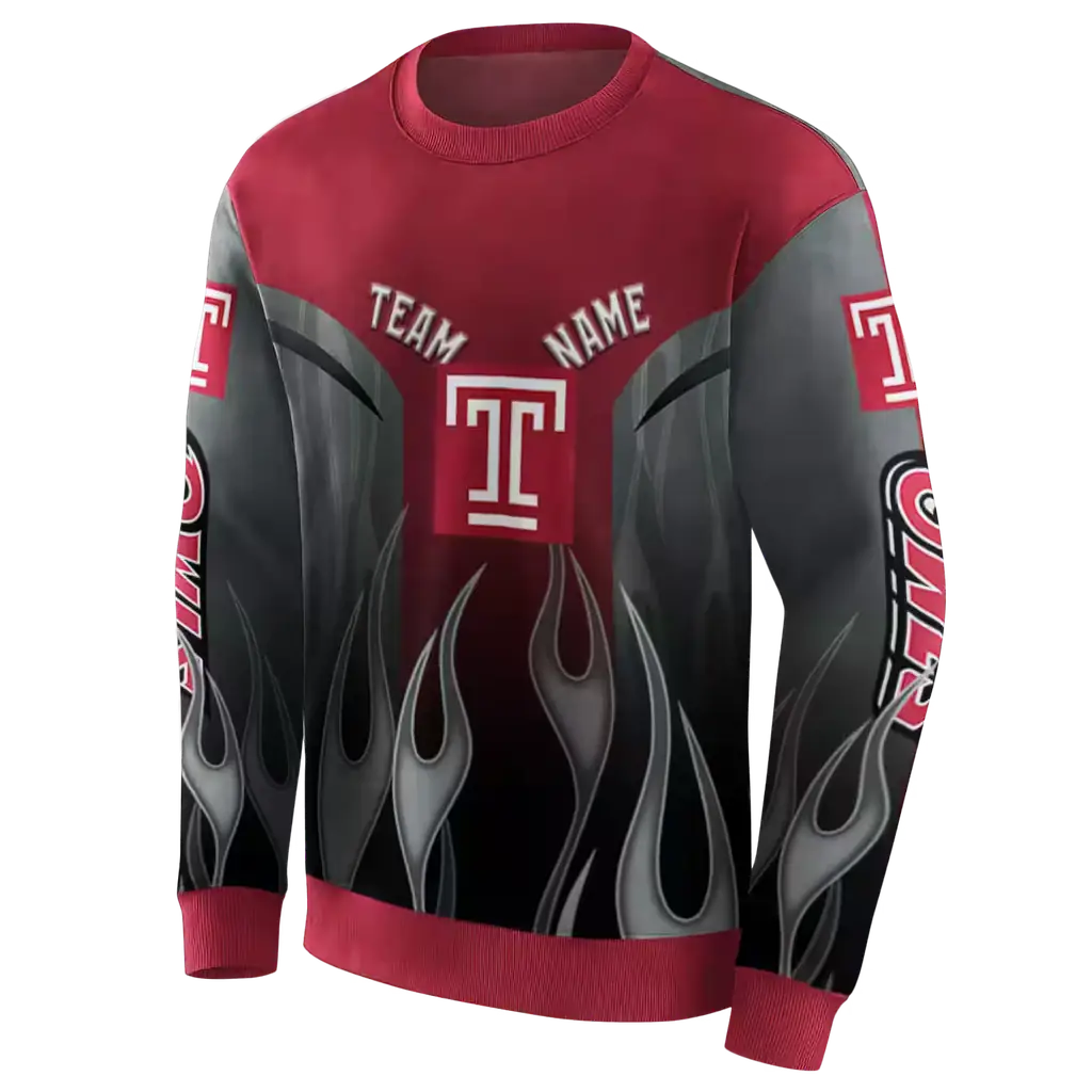 customized temple owls flame design red hoodie new arrival customized temple owls flame design red hoodie new arrival