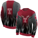 customized temple owls flame design red hoodie best selling