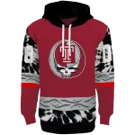 customized temple owls grateful vibes red hoodie best selling