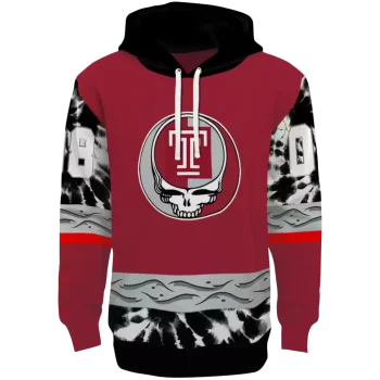 customized temple owls grateful vibes red hoodie best selling
