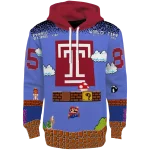 customized temple owls mario blue black hoodie best selling