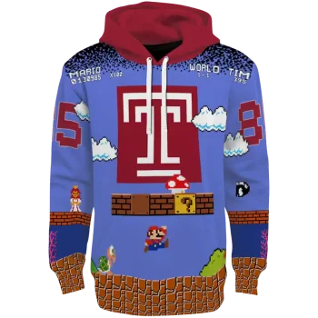 customized temple owls mario blue black hoodie best selling