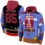 customized temple owls mario blue black hoodie best selling