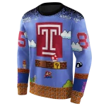 customized temple owls mario blue black hoodie best selling