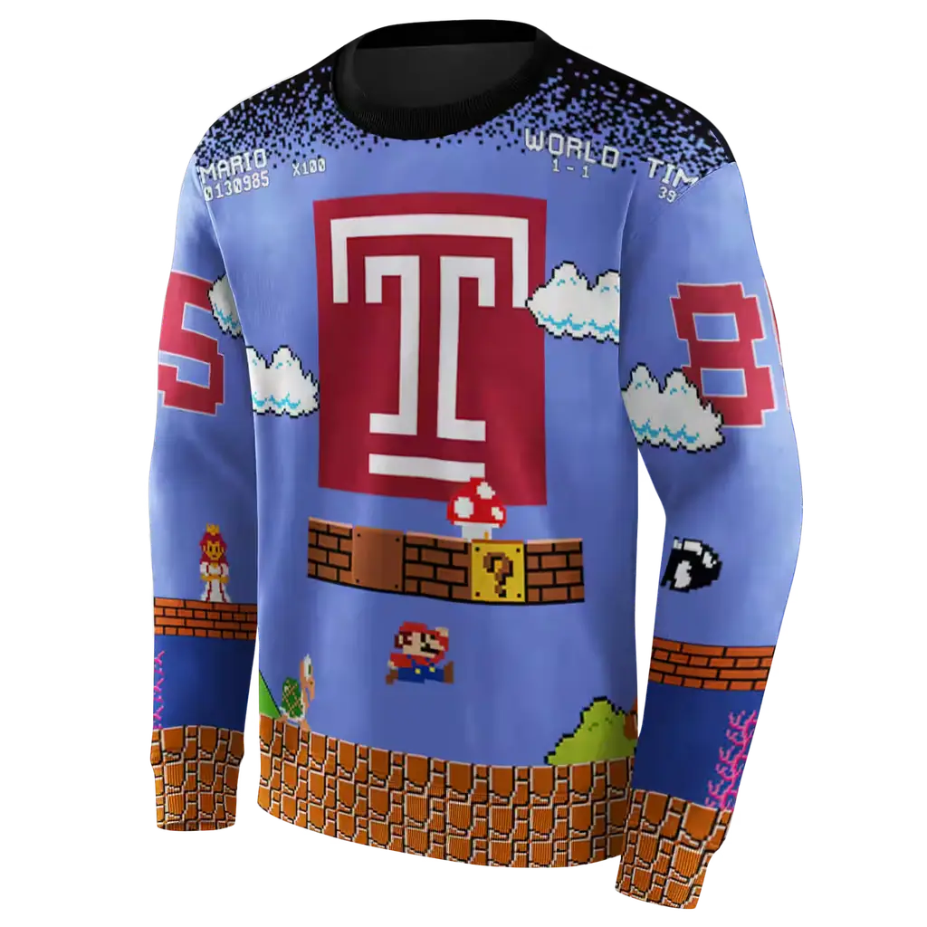 customized temple owls mario blue black hoodie new arrival customized temple owls mario blue black hoodie new arrival