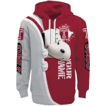 customized temple owls peeking snoopy red hoodie best selling