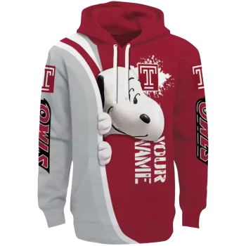 customized temple owls peeking snoopy red hoodie best selling
