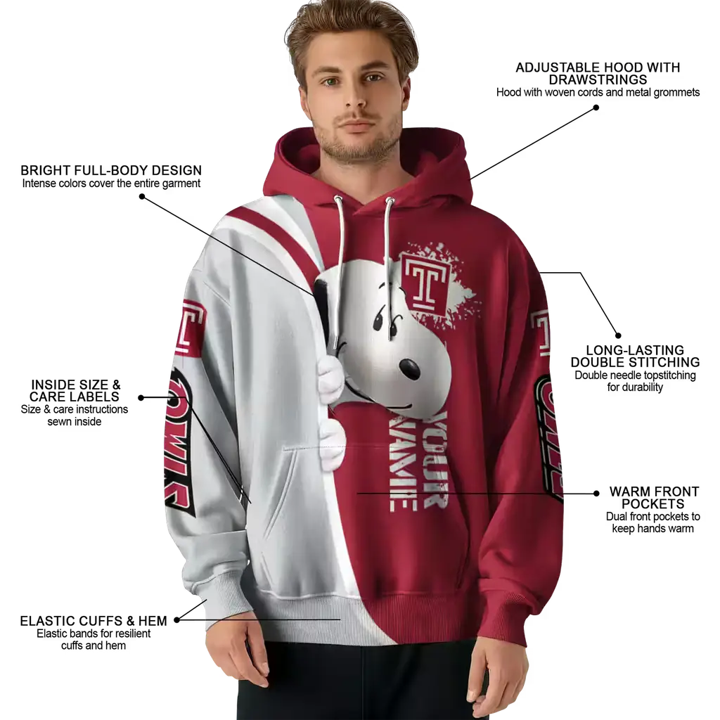 customized temple owls peeking snoopy red hoodie latest model customized temple owls peeking snoopy red hoodie latest model
