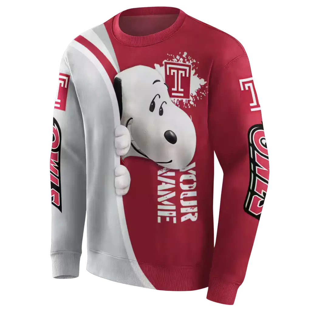 customized temple owls peeking snoopy red hoodie new arrival customized temple owls peeking snoopy red hoodie new arrival