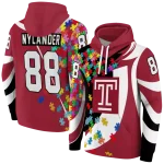 customized temple owls puzzle pieces red hoodie best selling
