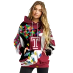 customized temple owls puzzle pieces red hoodie best selling
