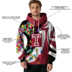 customized temple owls puzzle pieces red hoodie best selling